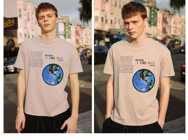 

mens summer earth tshirts short sleeve crew neck fashion casual homme clothing rap tour concert essential relacde apparel, White;black