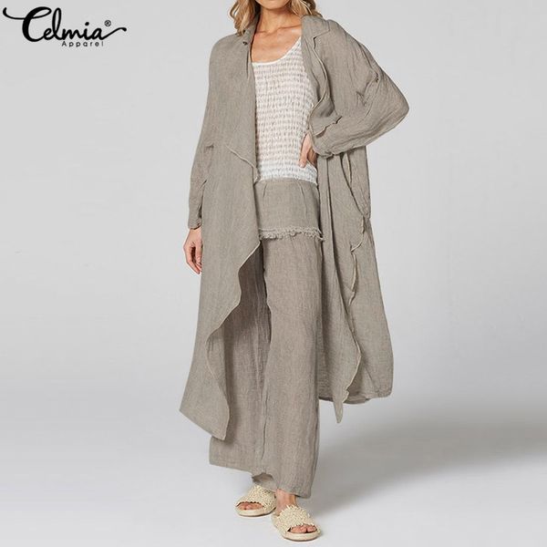 

women's blouses & shirts celmia 2021 women kimono summer long sleeve vintage bouses casual loose beach cardigans solid plus size mujer, White