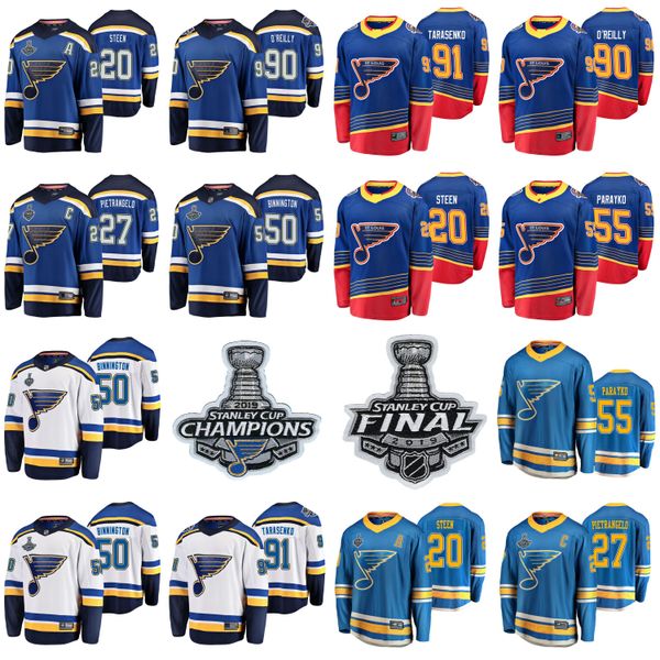 

stanley cup final champions st.louis blues 27 alex pietrangelo jersey 55 colton parayko 20 alexander steen ice hockey jerseys stitched, Black;red