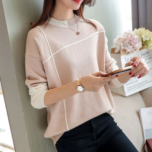 

fashion women's spring 2020 new long sleeve loose sweater women's autumn and winter sweater autumn trend wild, White;black