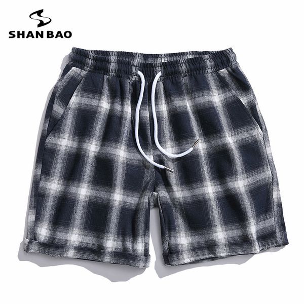 

elastic waist tie men's fashion plaid casual shorts summer hip-hop high street trend large size loose shorts white red green cx200701, White;black