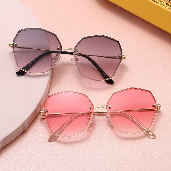 

metal kids sunglasses rimless 3-7 years baby party sunglasses uv400 summer glasses fashion 2020 stylish street eyewear uv400 n76, Blue