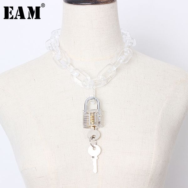

eam] women key decoration split joint transparent necklace new temperament fashion tide all-match spring autumn 2020 1a140, Silver