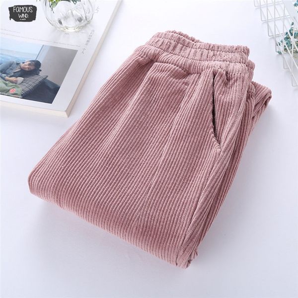 

women autumn corduroy pantalon trousers elastic waist harem pants plus size 3xl casual sweatpants mujer loose pants c3575, Black;white