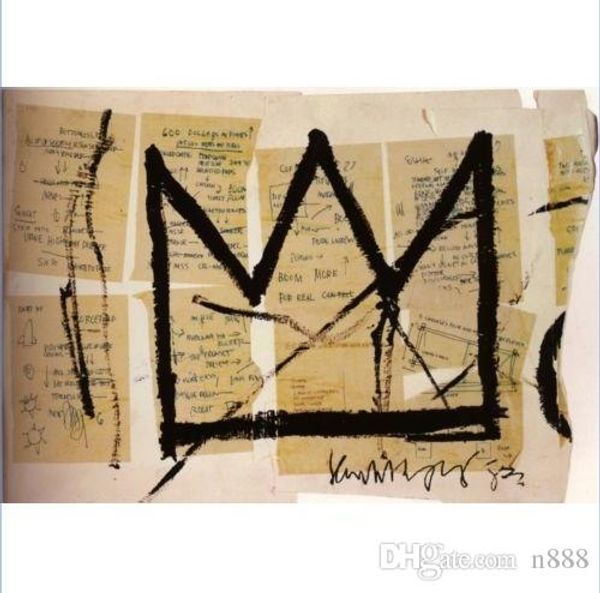 

jean michel basquiat "crown, 1983" hand-painted & hd canvas print art oil painting,home wall decor on canvas multi sizes g96 20031
