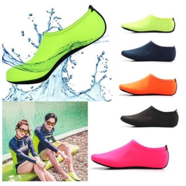 

couples beach diving snorkeling aqua socks bright solid color pool swimming quick- barefoot surfing slip-on water shoes