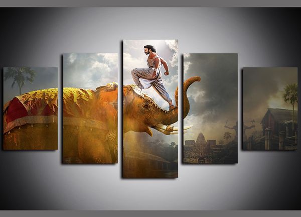 

5 piece canvas wall art oil paintings giclee art print animal india elephant poster artwork for bedroom living room home decor