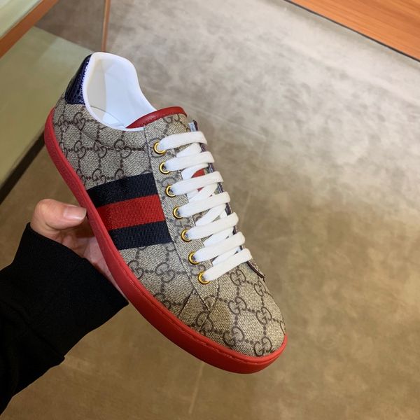

luxury sneakers men's shoes white red bottom bee canvas sneakers red and green ribbon blue water snakeskin size 38-45, Black
