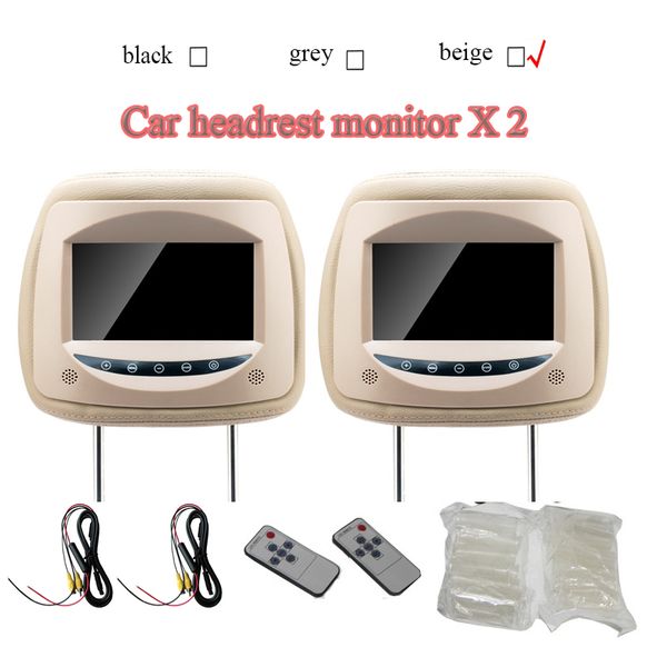 

2pcs 7inch headrest monitors with touch button 2 av inputs hd digital screen 800x480 headrest lcd video output from head unit car