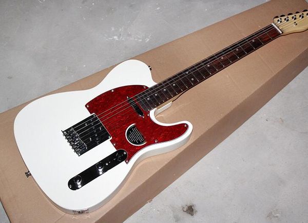 

бесплатная доставка новое поступление! белый корпус электрогитара с красной pearl накладкой, rosewood грифом, chrome оборудованиями, предлаг