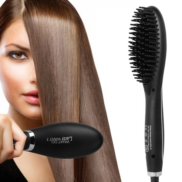 

hair brush fast hair straightener comb electric brush comb irons auto straight etr-28b, Black