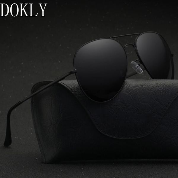 

dokly brand 2018 hd polarized black lens pilot sunglasses men polarized sunglasses oculos driving design no bag, White;black