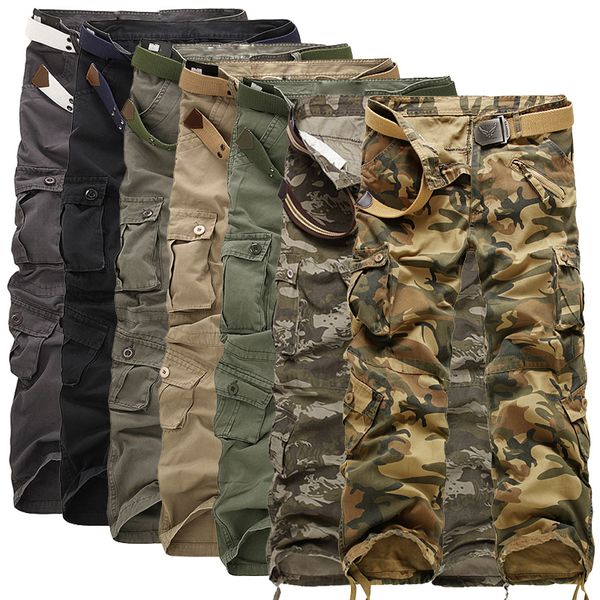 

new safari style tactical pants male camo jogger casual cotton trousers multi pocket camouflage men's cargo pants, Black