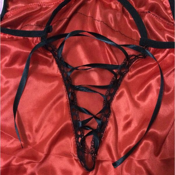 Plus Größe M-xxxl Frauen Sexy Dessous Hot Porn Spitzenkleid + g-thongs Rückenfreie Schleife Unterwäsche Erotische Kostüm Bekleidung Uniform