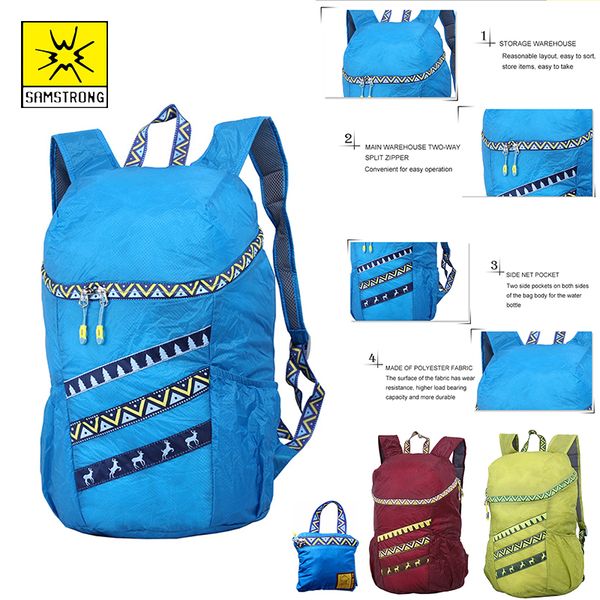 

samstrong 30l outdoor backpacks sports folding light water proof camping mountaineering bags lightweight men women backpack