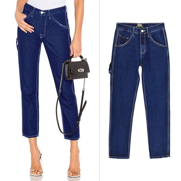 

2019 new fashion women straight jeans female slim denim pants women streetwear pants casual washed chic blue jeans trousers