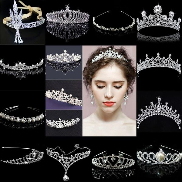 

new style women bridal wedding crystal flower tiara crown pearl rhinestone casual hair headband solid fashion 2019