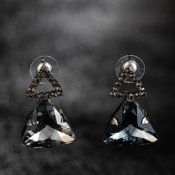 

ornaments girl student glass drill triangle ear nail eardrop earring, Golden