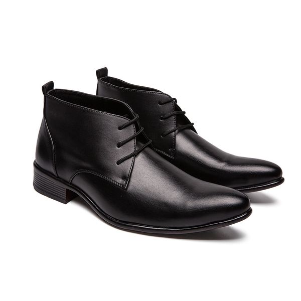 

man wedding dress shoes mens pointed toe oxford boot ankle classic formal suit boat male shoes business social casual footwear, Black