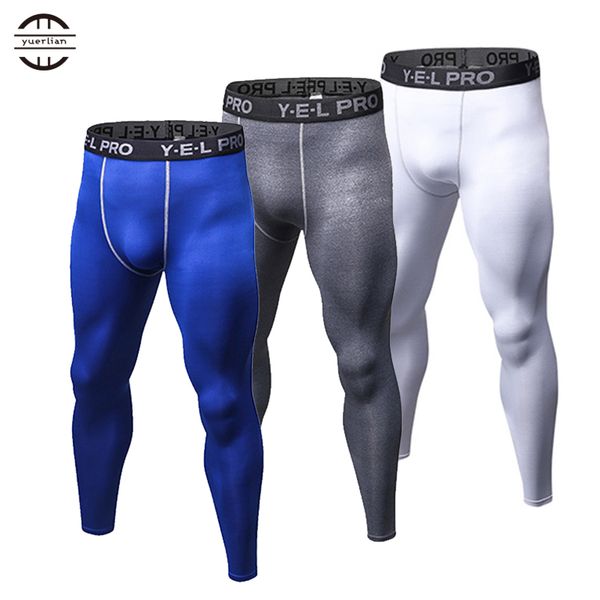 

white mens compression pants gym men fitness sports running leggings sport tights dry fit training compression running pants gym, Black;blue