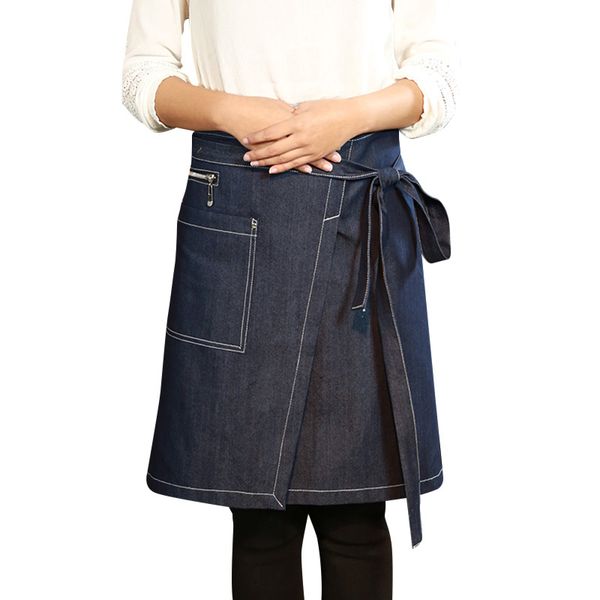

half waist denim apron kitchen workwear cooking vintage aprons men women sleeveless aprons kitchen accessories cleaning tools