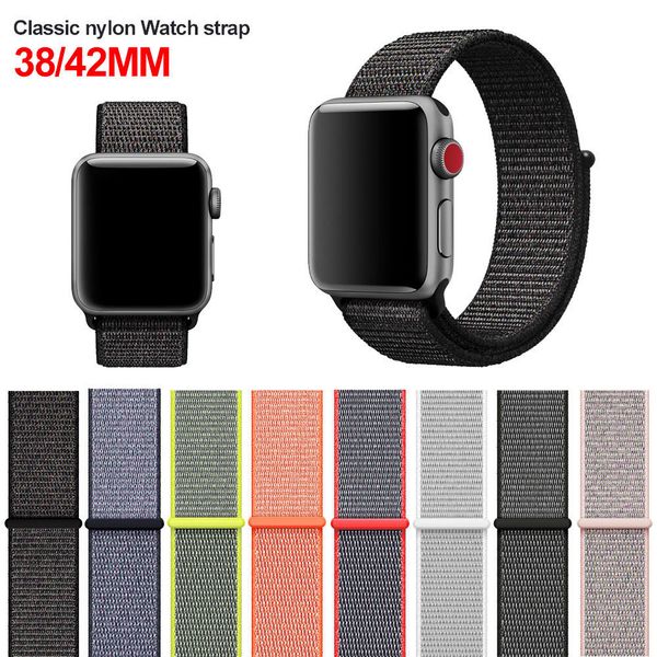 

nylon band strap for apple watch band 42mm 38 mm sport fabric nylon bracelet watchband for iwatch 3/2/1 black