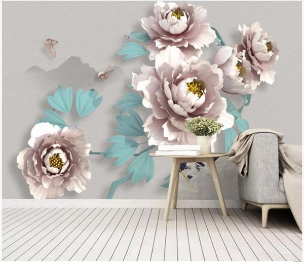 

3d wallpaper custom p chinese peony butterfly jewelry flower living room home decor 3d wall murals wallpaper for walls 3 d