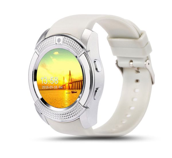 

v8 smart watch wristbands with 0.3m camera sim ips hd full circle display smart watch for android system with retail package