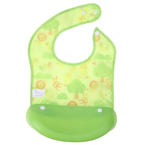 

adorable baby stuff green removable baby bib imitation silicone waterproof print rice bibs cartoon animal infant kids bibs