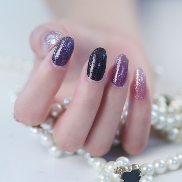 

new fashion glitter nail polish strips nail polish applique apps strips stickers gradient series sticker applique, Black