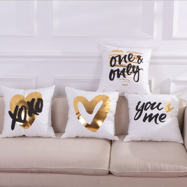 Bronzing Pillow Cover Heart Printed Decorative Cushion Covers Valentine S Day Throw Pillow Case Sofa Car Home Decor 4 Designs Yw1969 Red Pillow Cases