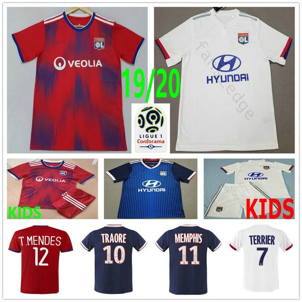 

2019 2020 Lyon Soccer Jerseys 18 FKIR 11 MEMPHIS DEMBELE JUNINHO 10 TRAORE 8 AOUAR Custom Home Away Third Adult Kids Football Shirt