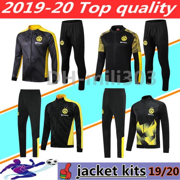 

2019 2020 sancho paco alcacer m.gotze soccer jacket tracksuit 19 20 reus piszczek witsel dort full zipper football jacket sportswear set, Black