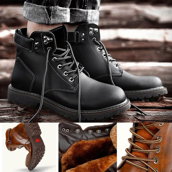 

men's large size casual short boots low shoes retro england tooling boots, Black