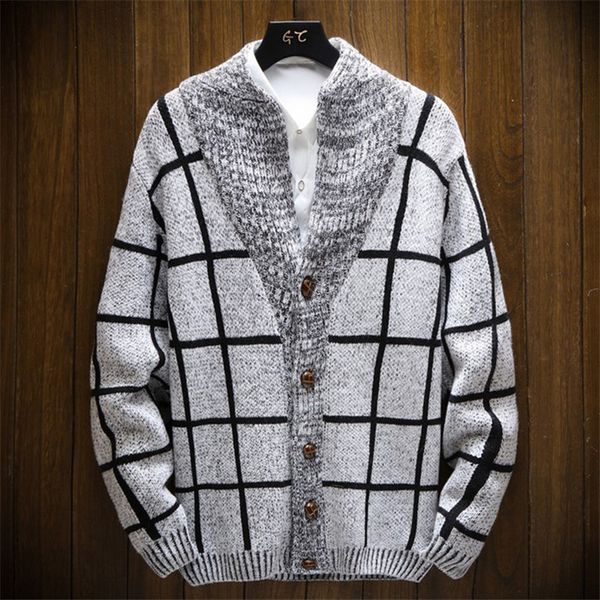 

sweater men 2019 new style fashion grey black stripe knitted cardigan coat fashion warm sweaters male jumpers men pull homme, White;black