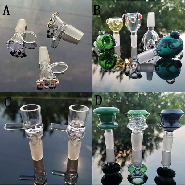 Özel tasarım 14mm 18mm Cam Bongs Kuru Ot Tütün kaseler Cam Bongs Kabarcık Dab Rig için Tütün kaseler Kül Catcher Sigara Aksesuarları