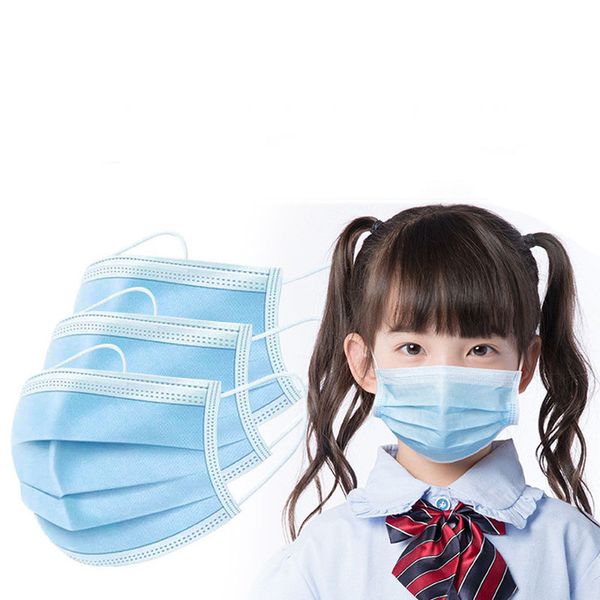 

in stock kids 3-layer disposable mask protective masks non-woven safety masks children face mask blue anti-dust earloop proof masks