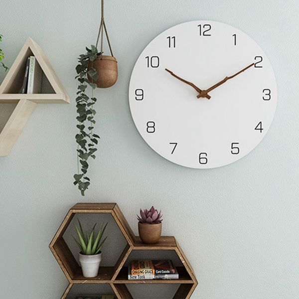 

wooden wall clock simple modern design for living room nordic brief wood clocks white wall watch home decor silent