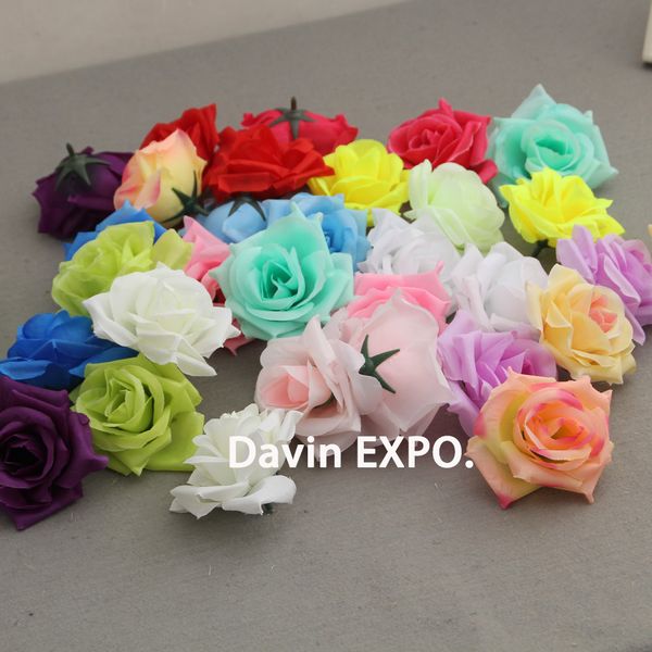 

new 100pcs/lot 8cm handmade artificial flowers heads rose silk flower ball head brooch festival wedding decoration flower