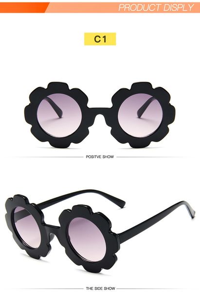 

fashion trends 2020 retro children's sunglasses children's sun flower cute baby comfortable beautiful sunglasses round frame petal, White;black
