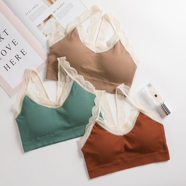 

2019 women lace bra female lace strap bra summer ladies cotton slim camis, Black;white
