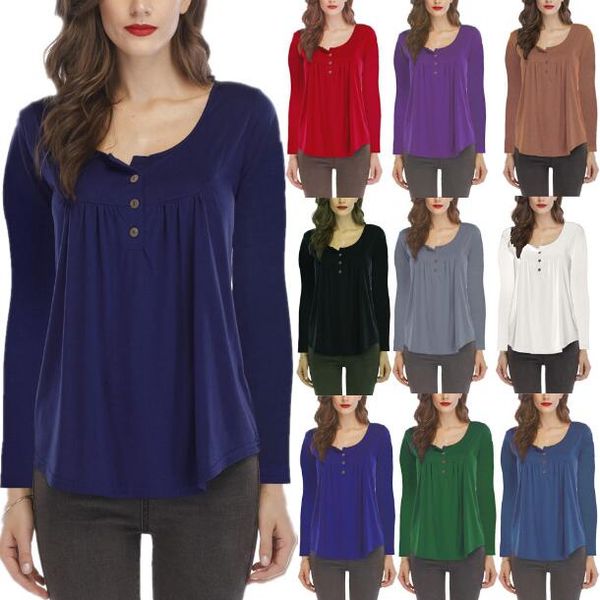 

2019 autumn t-shirts tees fashion women t-shirts clothing plus size loose long sleeve pullover for ladies t shirt multi colors a3, White