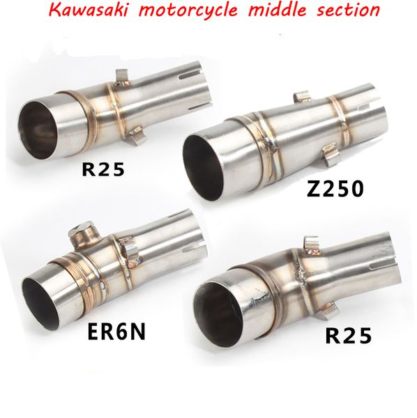 

er6n/z250/r3/r6 motorcycle modified exhaust pipe stainless steel middle section connecting elbow transfer interface universal
