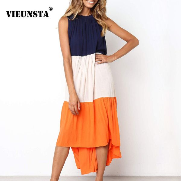 

vieunsta women summer dress off shoulder colorful patchwork pleated party dress loose beach casual sundress female vestidos, Black;gray
