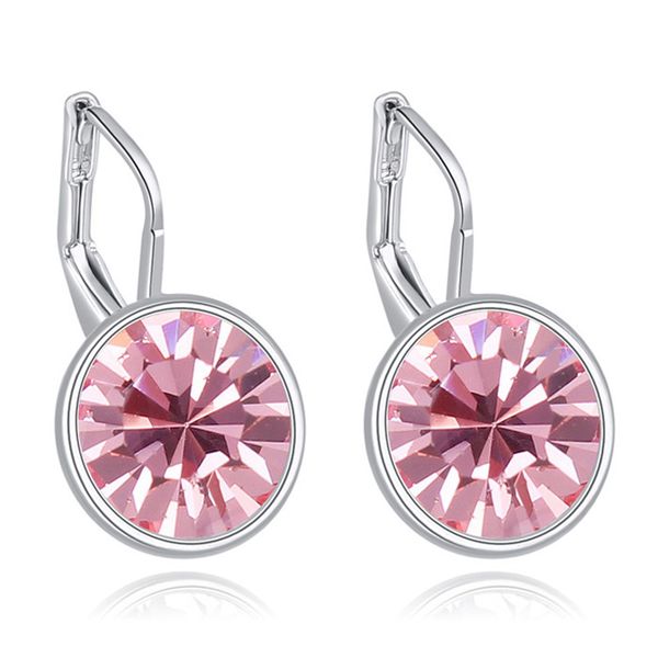 

rhodium plated bella mini pierced stud earrings made with swarovski elements for women wedding party bijoux jewelry gift, Silver