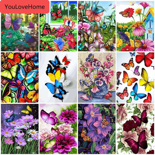 

oil painting by numbers flower butterfly handpainted diy art kits drawing canvas picture animals gift home decoration diy picture art kits