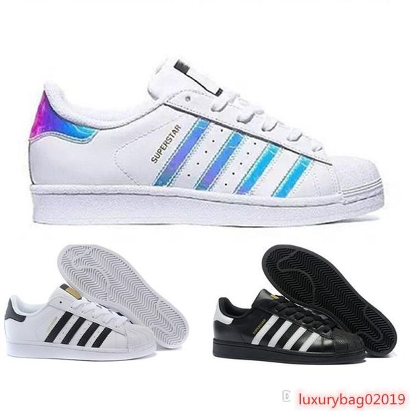

sell superstar white hologram iridescent junior superstars black white pride sneakers super star women men sport casual shoes eu sz36-45