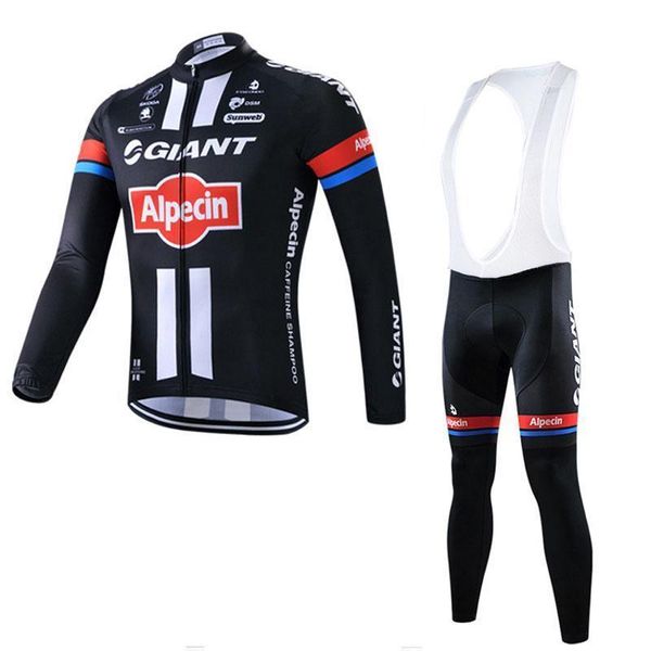 

2020 giant team cycling long sleeves jersey bib pants sets men 's bicycle clothing quick dry comfortable, Black;red