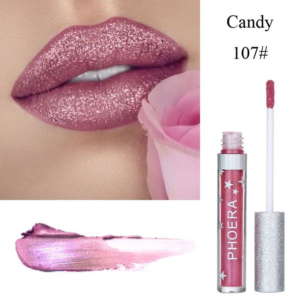 

phoera nude pink mermaid shimmer lipstick matte to glitter liquid lipstick professional waterproof lip gloss makeup batom