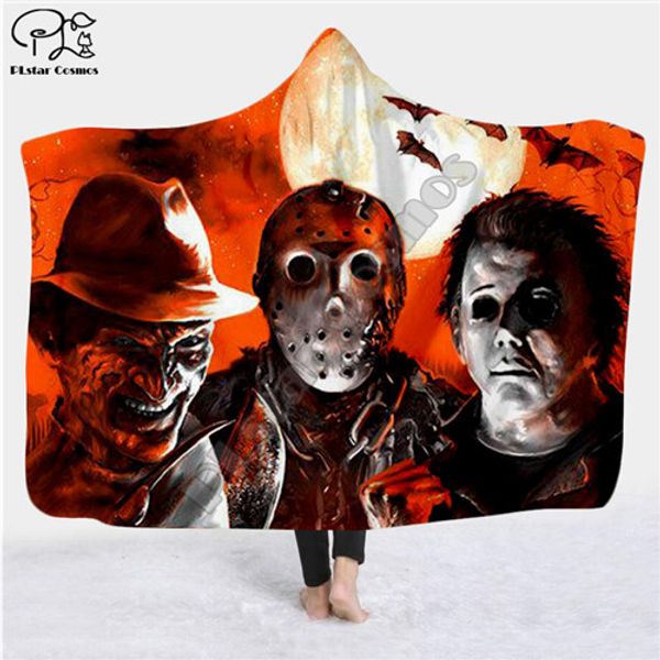 Halloween Horror Movie Scream Team Blanket Hooded Blanket 3D Full Print